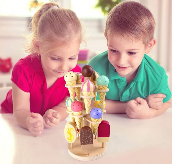 small foot 1248 Movable wooden ice cream stand, accessories for shop and children's kitchen, 15 sorts, from 3 years old - Image 4