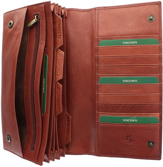 Visconti Leather Travel Organiser Wallet RFID Blocking 1179 Brown - Image 4