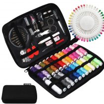 JUNING Sewing Kit with Case, 130 pcs Sewing Supplies for Home Travel and Emergency, Kids Machine, Contains 24 Spools of Thread of 100m, Mending and Sewing Needles, Scissors, Thimble, Tape Measure etc