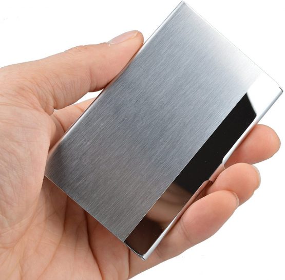 VIPITH Super Light Business Card Holder Professional Stainless Steel Business Name Card Case Keep Business Cards in Immaculate Condition Slim Design for Men and Women, for Travel and Work – Silver