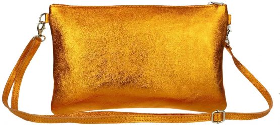 Girly Handbags Italian Snake Skin Metallic Leather Clutch Bag - Image 3