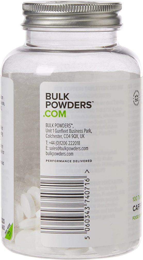 Bulk Caffeine Tablets, Pre Workout, 200 mg, Pack of 100, Packaging May