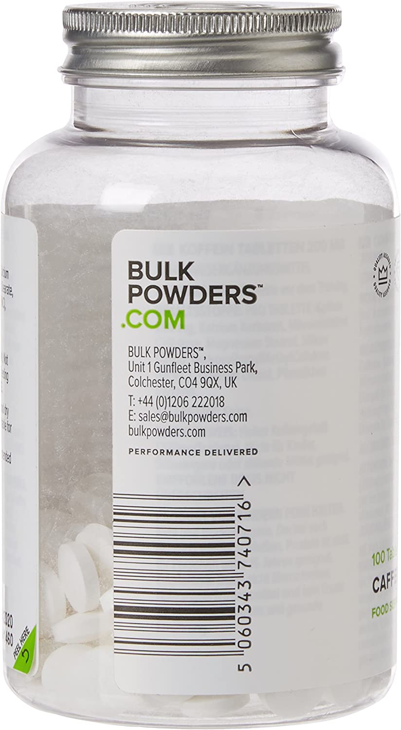 Bulk Caffeine Tablets, Pre Workout, 200 mg, Pack of 100, Packaging May