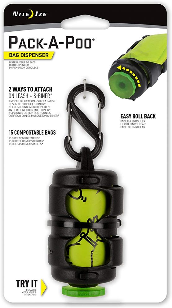 Nite Ize Pack-A-Poo Bag Dispenser with Refill Roll - Black/Green, N/A