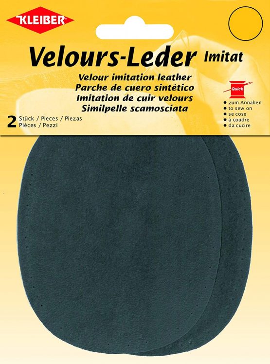 Kleiber Imitation Suede Leather Sew on Knee/Elbow Patches – Oval-12.5cm x 10cm-Dark Grey