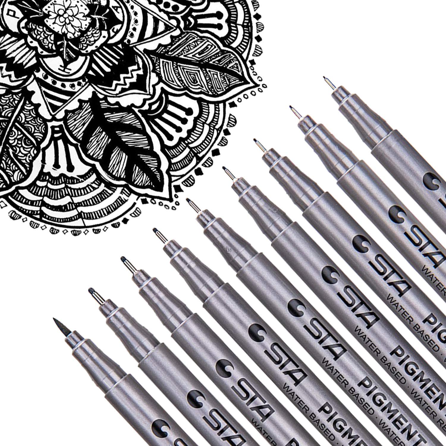 Micro Fineliner Drawing Art Pens: 12 Black Fine Line Waterproof Ink Set  Artist Supplies Archival Inking