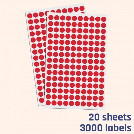 1cm Round Colour Coding Circle Dot Sticker Labels - Red, Pack of 3000 - Image 2