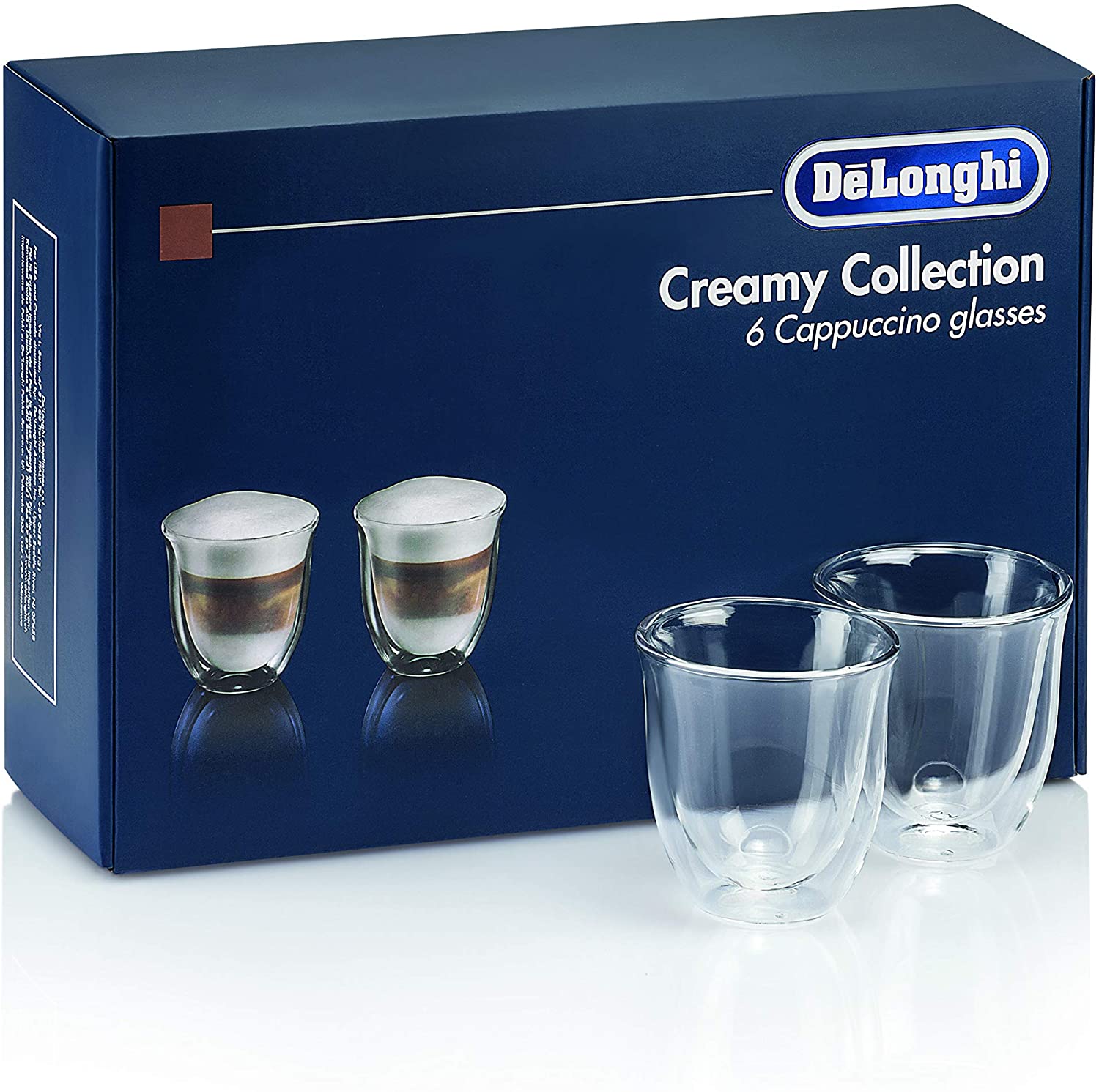De'Longhi 5513296661-DLKC301 Delonghi DLKC301 Creamy Collection Double Walled Thermo Cappuccino Glasses, Set of 6