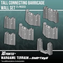 EnderToys Tall Connecting Barricade Wall Set, Terrain Scenery for Tabletop 28mm Miniatures Wargame, 3D Printed and Paintable