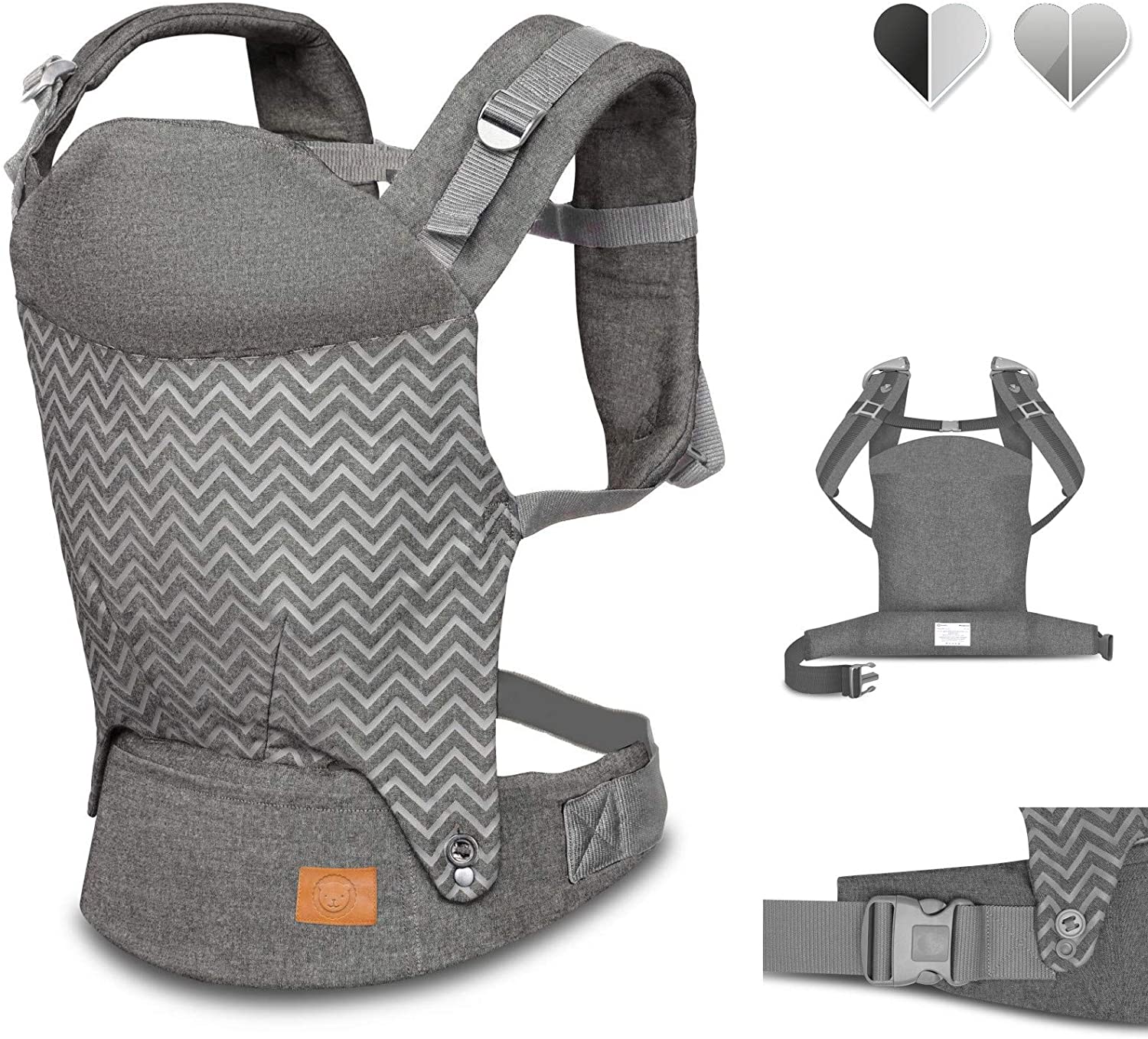 LIONELO Margareet Baby Carrier, 3 Carrying Positions, Correct Position of the Baby, Retractable Bonnet, Double Protection
