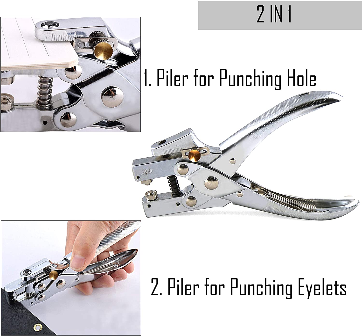 Kurtzy Eyelet Hole Punch Pliers Kit With 100 Eyelets 16cm/6.3 Inch Leather  Belt Grommet Tool 