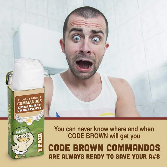Gagster Code Brown Commandos Emergency Underpants in a Can (3 Pairs) | Instant Undies Make a Terrific White Elephant Gag Gift | Funny Party Goods | Great for First Aid Kit - Image 4