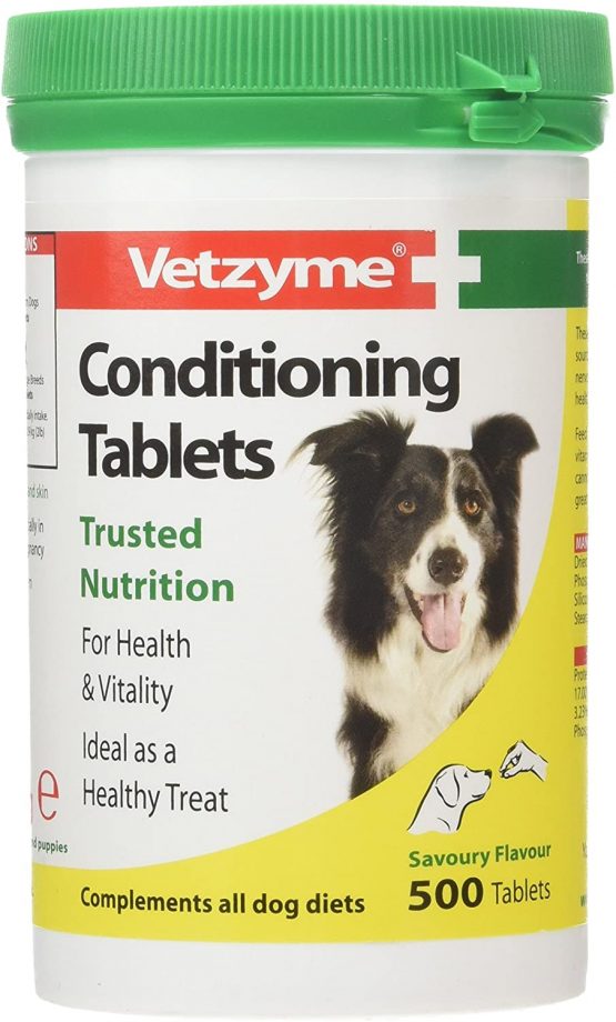 Vetzyme | Conditioning Dog Supplements, Promotes Health & Vitality | Supports Immune System | Nutritional Savoury Treat (500 Tablets)
