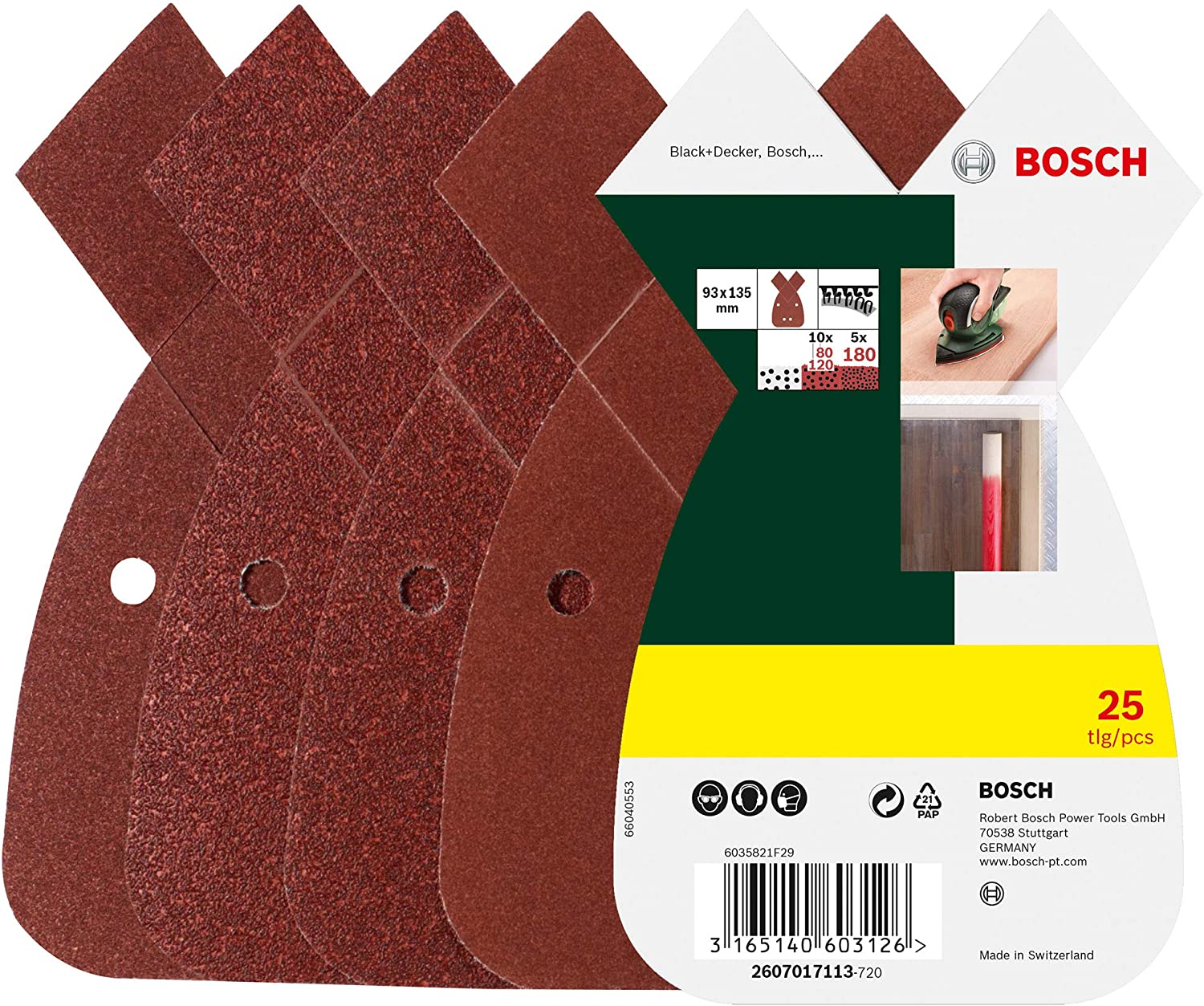 Bosch 2607017113 Sanding Sheet Set for Multi-Sanders (25-Piece), Red, 17 x 10 x 2 cm