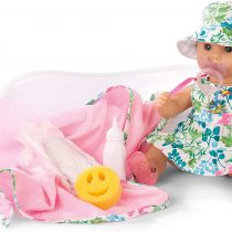 Gotz 1953139 Sleepy Aquini Girl Blooms Doll - 33 cm Bathing Baby Doll Without Hair And Blue Sleeping-Eyes - Suitable Agegroup 3+