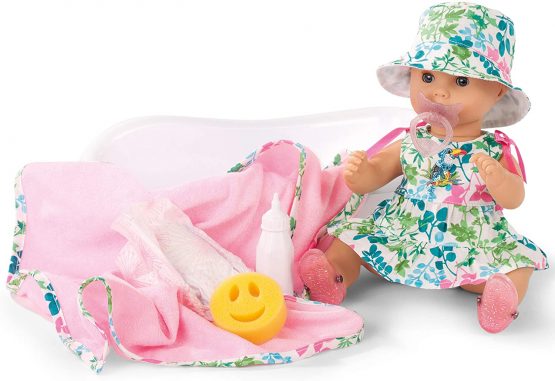 Gotz 1953139 Sleepy Aquini Girl Blooms Doll - 33 cm Bathing Baby Doll Without Hair And Blue Sleeping-Eyes - Suitable Agegroup 3+
