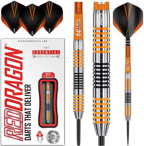 RED DRAGON Amberjack 23g, 25g or 27g Tungsten Darts Set with Flights and Stems