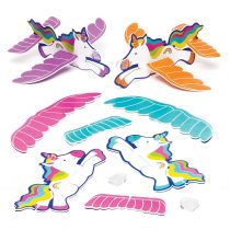 Baker Ross AR583 Rainbow Unicorn Gliders Value Pack — Novelty Toys for Kids, Perfect Party, Loot or Prize Bag Filler, Assorted (Pack of 8), Asst Colours