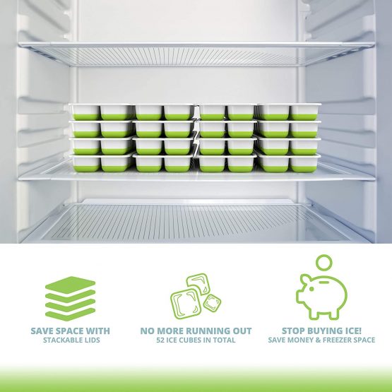 Oliver's Kitchen Ice Cube Trays - 4 x Set of Ice Moulds - Flexible Base for Easy Release Ice Cubes - Save Freezer Space with Non-Spill Stackable Lids - Dishwasher Safe - BPA Free Silicone Ice Molds - Image 2