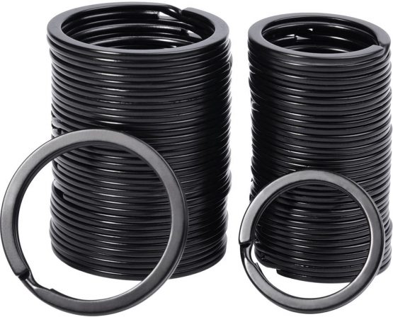40 Pieces Flat Key Rings Metal Split Rings Keyrings Keychain Ring for Car Home Keys Attachment, 1 and 1.25 Inch, Black