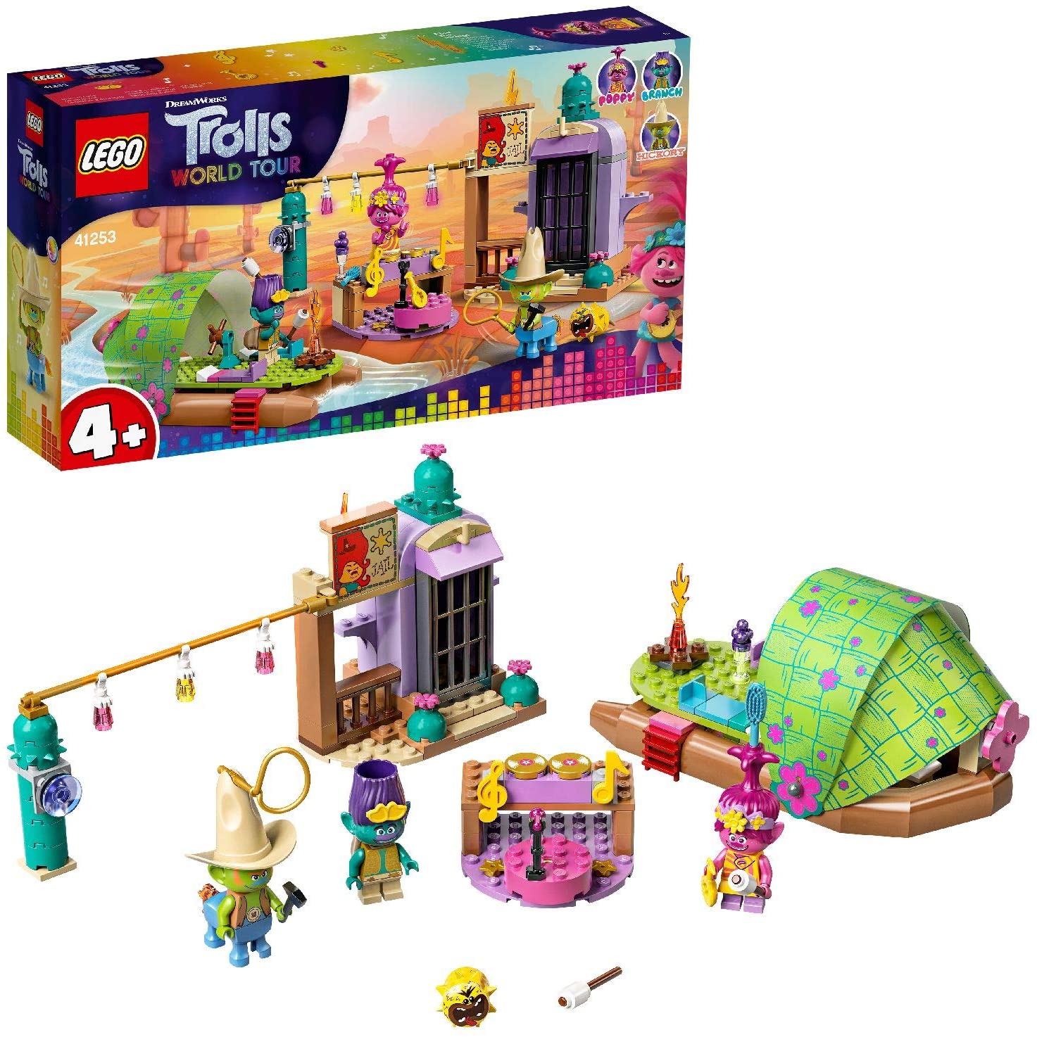 LEGO 41253 Trolls World Tour Lonesome Flats Raft Adventure Playset with Poppy, Branch and Hicory, Multicolored