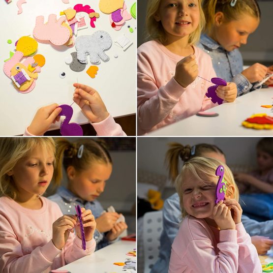 Happy Felties JUMBO Pack (8 Figures) - Felt Animal Crafting Sewing Kit - Fun DIY Stuffed Animal Craft for Kids Boys and Girls - Image 4