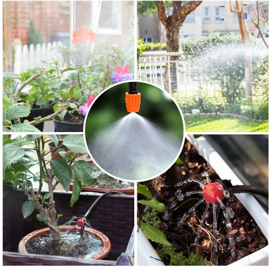 Aiglam Irrigation System Garden, 20m Drip Irrigation Kit Automatic Irrigation Micro Sprinkler Shrub Drip Kit Garden Irrigation for Landscape, Flower Bed, Patio Plants (62pcs) - Image 3