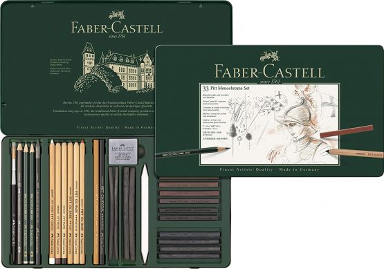 Faber-Castell PITT Monochrome Professional Quality 33-Piece Set in a Metal Case - Image 2