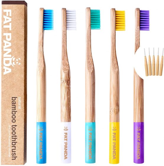 Bamboo Toothbrushes | 6 Pack | BPA Free Medium Soft Bristles | Eco-Friendly Products | Plastic Free Wooden Handle | Recyclable | UK Brand | Kids & Adults