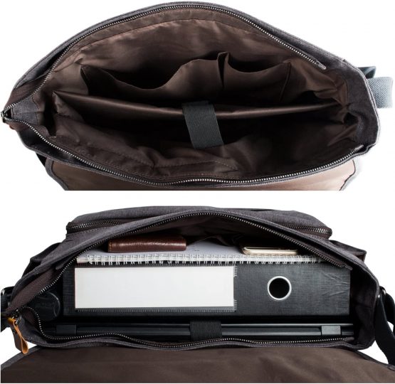 Estarer Mens 15-15.6 inch Laptop Bag Computer Messenger Satchel Briefcase Work Shoulder Bag Grey - Image 4