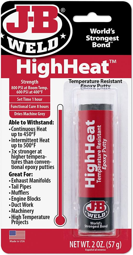 J-B Weld 8297 HighHeat Temperature Resistant Epoxy Putty Stick, Machine Gray, 2oz