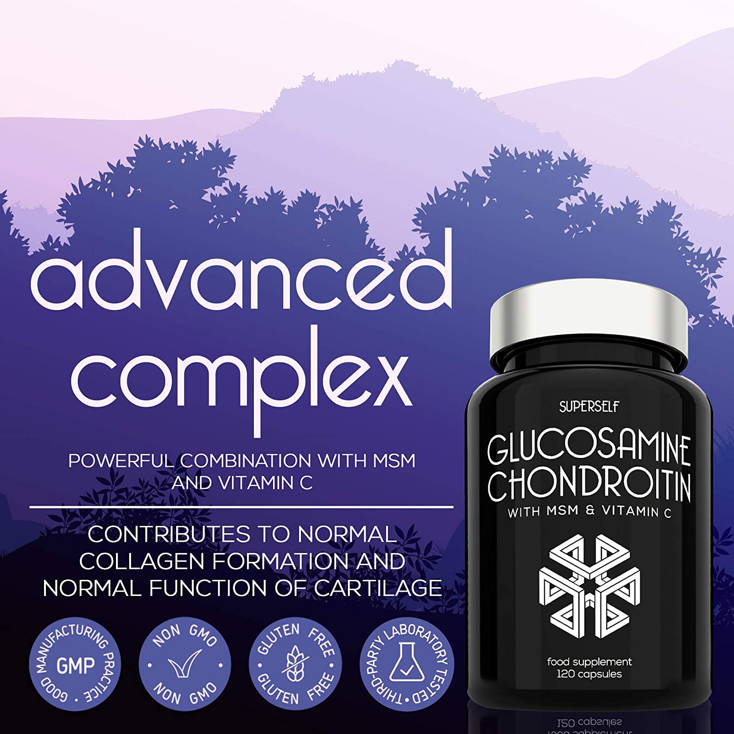 Glucosamine and Chondroitin High Strength, Glucosamine Sulphate with Chondroitin, MSM & Vitamin C, 120 Capsules - Image 3
