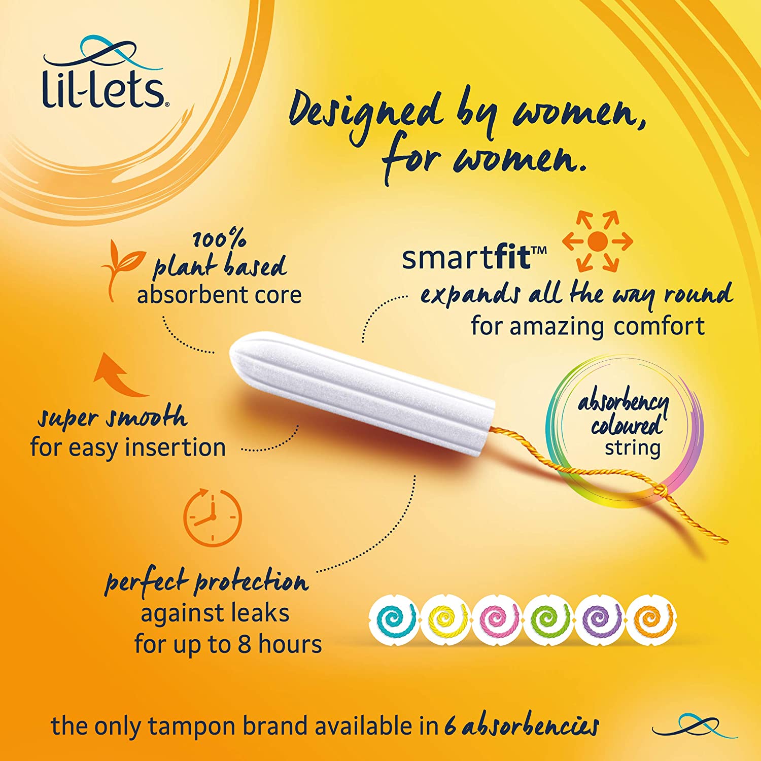 Lil-Lets Non-Applicator Regular Tampons X 96, (6 Packs of 16 Tampons), for Light to Medium Flow 2 Droplets, Plant-Based - Image 4