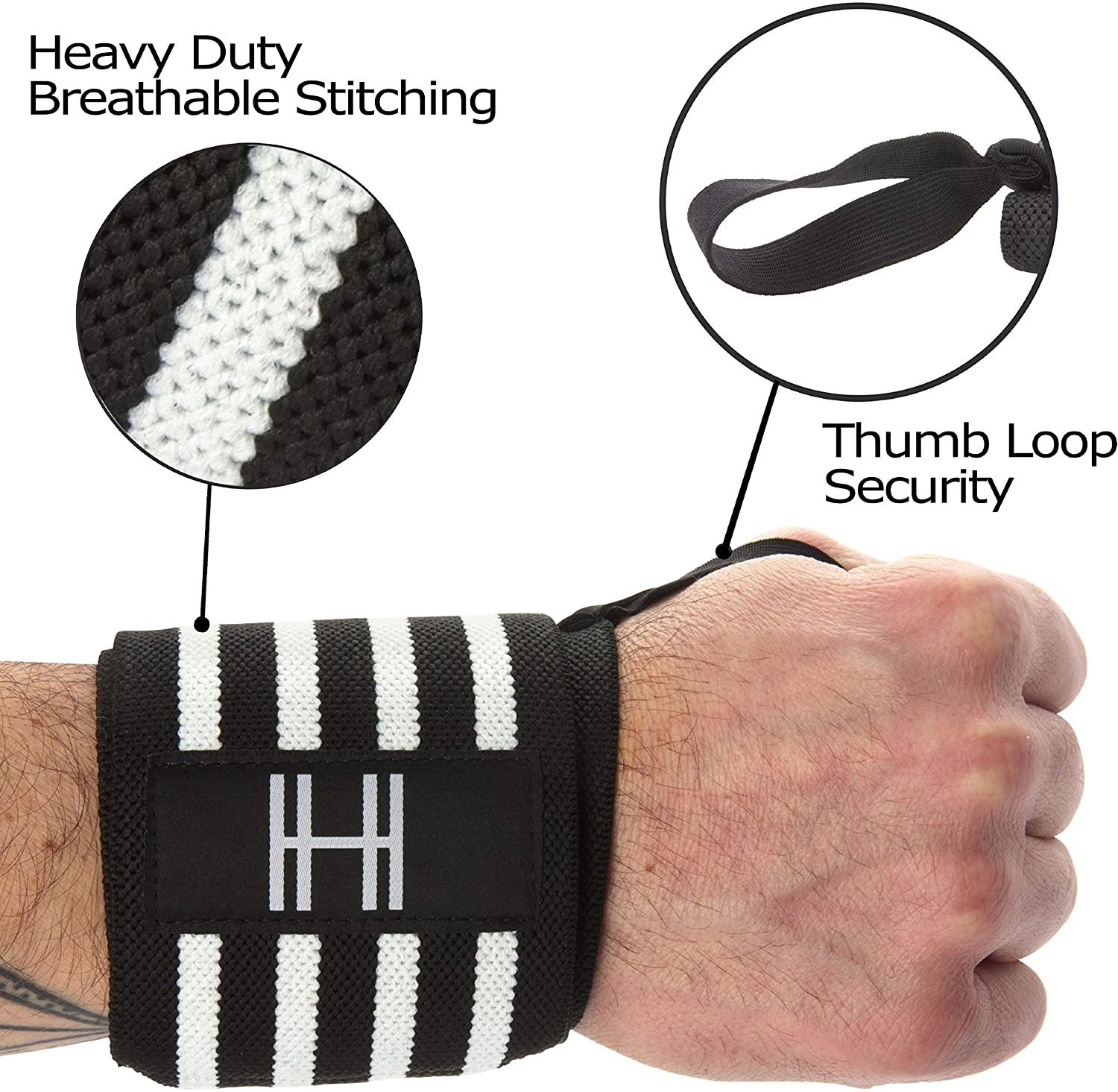 Hypertrophy UK Heavy Duty Wrist Wraps Premium Weight Lifting Wrist