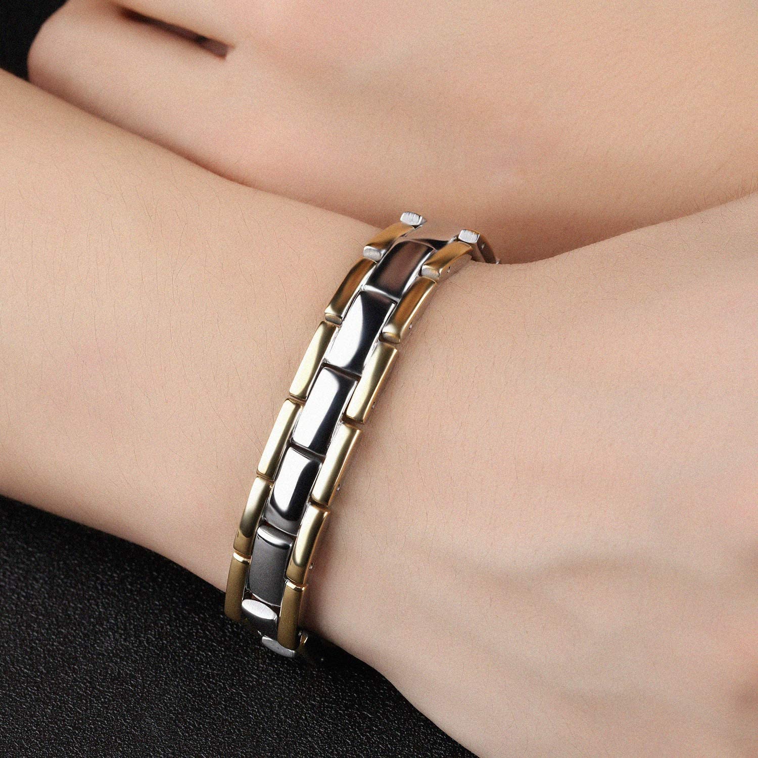 Jeracol Lymph Detox Titanium Steel Magnetic Bracelet for Men with Strength Magnets(3500Gauss) Womens Magnetic Wristband Brazaletes,Adjustable Size with Remove Tool & Gift Box - Image 4