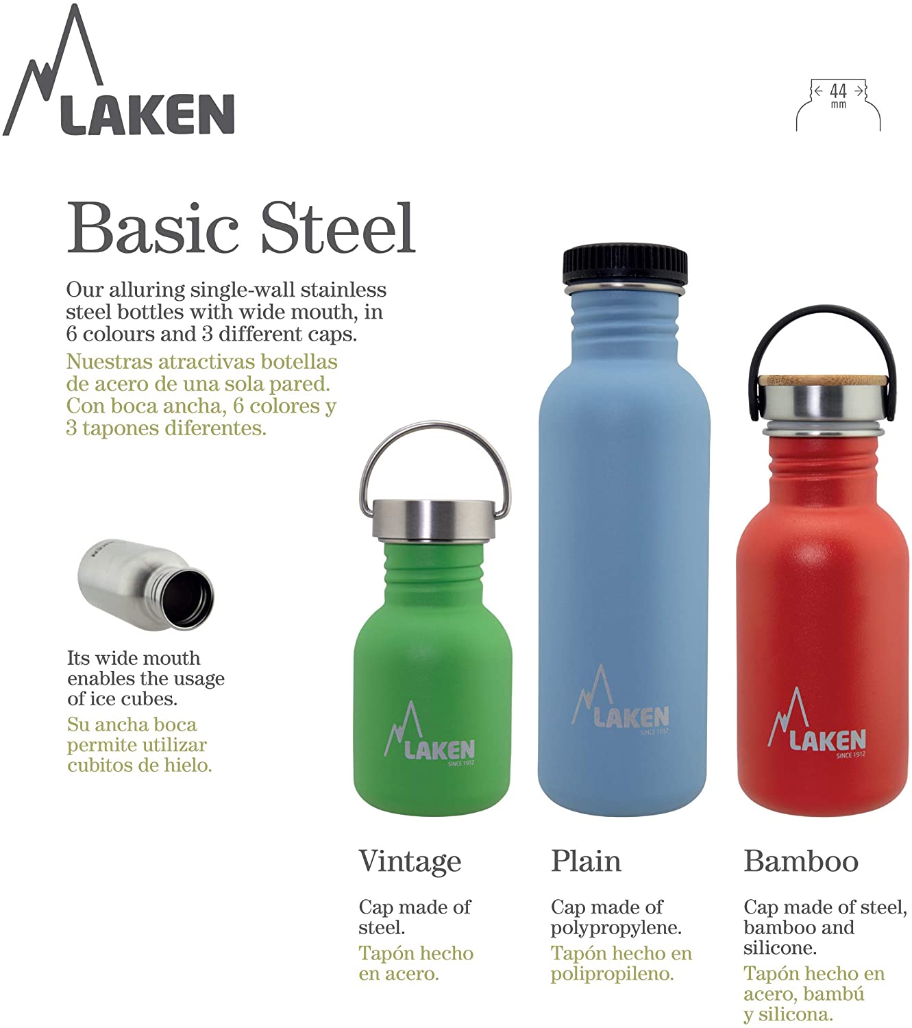 Laken Basic Stainless Steel Bottle, Water Bottle, Wide Opening with Stainless Steel Screw Cap with Bambo, BPA-Free, 0.50 L, Red - Image 4