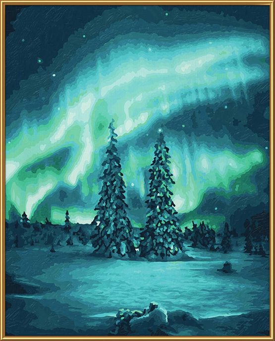 Schipper MNZ - Polarlichter 609130813 Numbers 40 x 50 cm Polar Lights Adults with Brush and Acrylic Paints, Multicoloured - Image 3