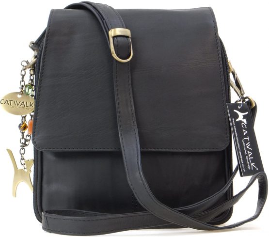 Catwalk Collection Handbags - Women's Leather Cross Body Shoulder Bag - Organiser Messenger with Long Adjustable Strap - METRO