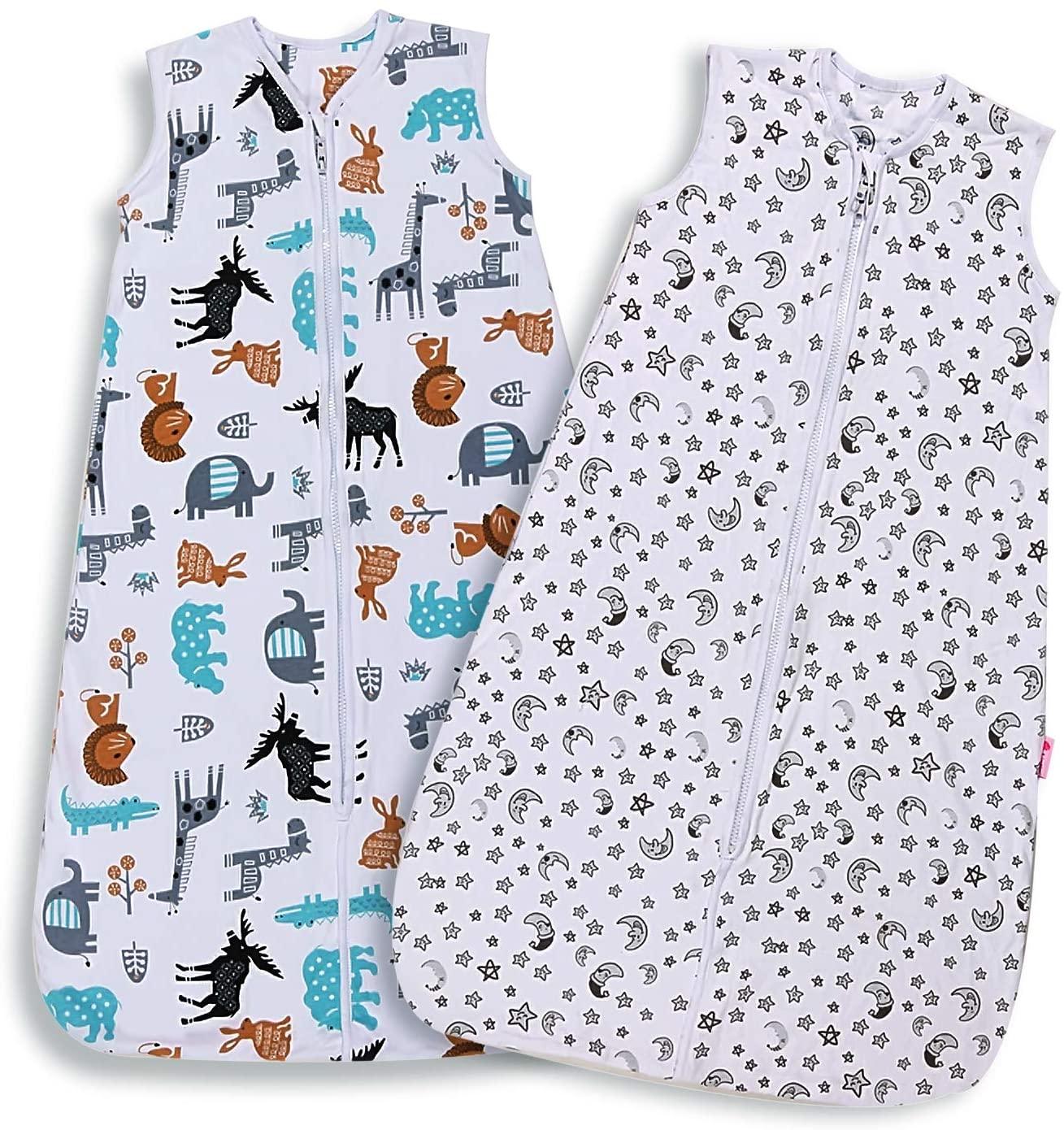 Lictin Baby Sleeping Bag 0.5 Tog-100% Cotton 2 PCS Baby Wearable Blanket Sleeping Sack with Adjustable Length 85-105cm for 18 to 36 Months Toddler