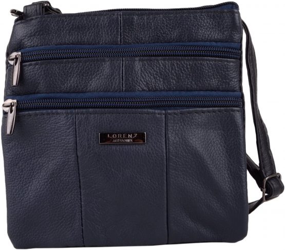 Ladies/Womens Small Leather Cross Body/Shoulder Bag with Multiple Features