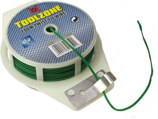 Toolzone 100m Green Garden Twist Tie Support Wire