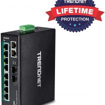 TRENDnet 10-Port , TI-PG102, 8 x Gigabit PoE+ Ports, DIN-Rail Mount, 2 x SFP Slots, 240 W PoE Power Budget, Network Switch, IP30, VLAN, QoS