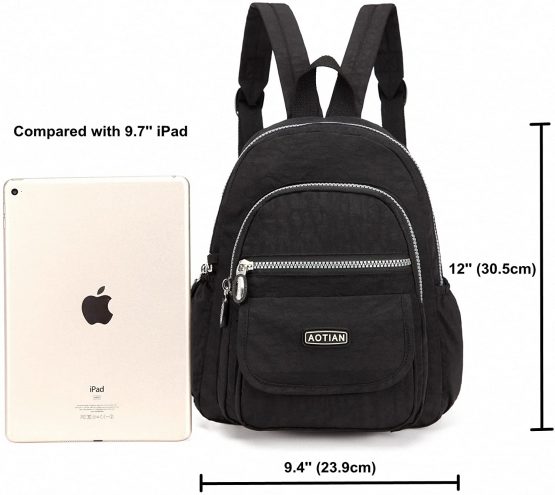 AOTIAN Nylon Lightweight Sturdy Little Casual Backpack 7 L Black - Image 3