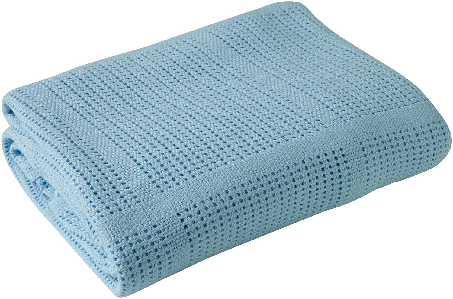 Clair de Lune Soft Cotton Cellular Shawl Baby Pram Blanket Blue 70 x 90 cm