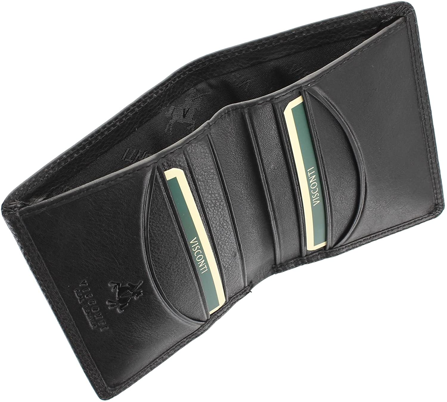 VISCONTI Heritage Collection Harley Compact Bi-Fold Leather Wallet RFID Blocking HT6 Black - Image 3