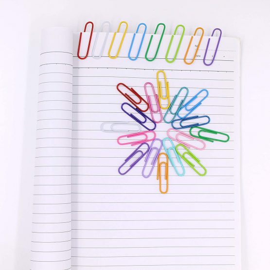 OKVGO 200pcs Coloured Paper Clips with Plastic Box Plastic Coated Metal Paper Clamps for Office Stationery 33mm 16 Colors - Image 2