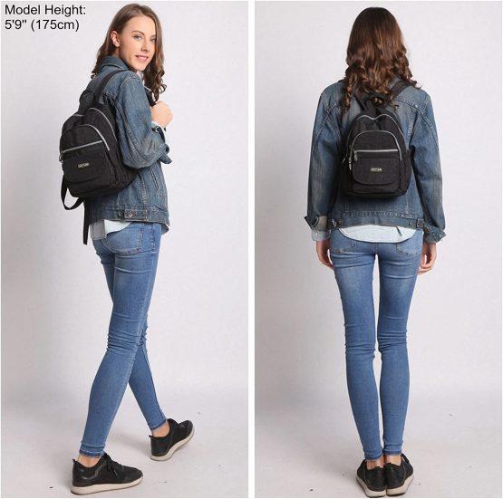 AOTIAN Nylon Lightweight Sturdy Little Casual Backpack 7 L Black - Image 2