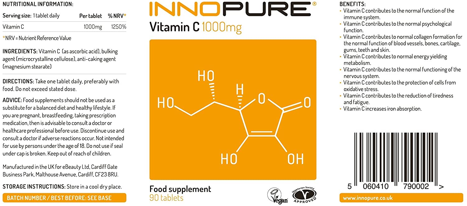 INNOPURE Pure Vitamin C Capsules 1000mg (No Fillers or Binders) Pure-Fill Supplement - Image 2