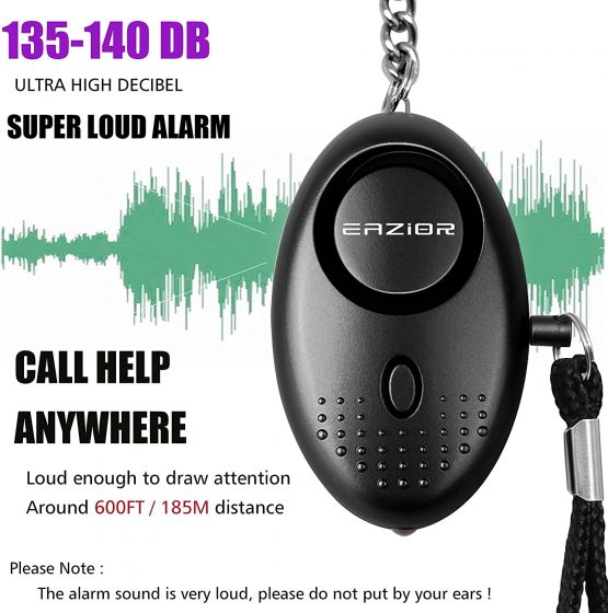 Eazior 140DB Police Approved Personal Security Alarm, Mini Loud Staff Panic Rape Attack safety Alarm Self Defense Keyring with Torch for Women Kids Night Worker Anti-theft Alarm (Purple/Black/Silver) - Image 2
