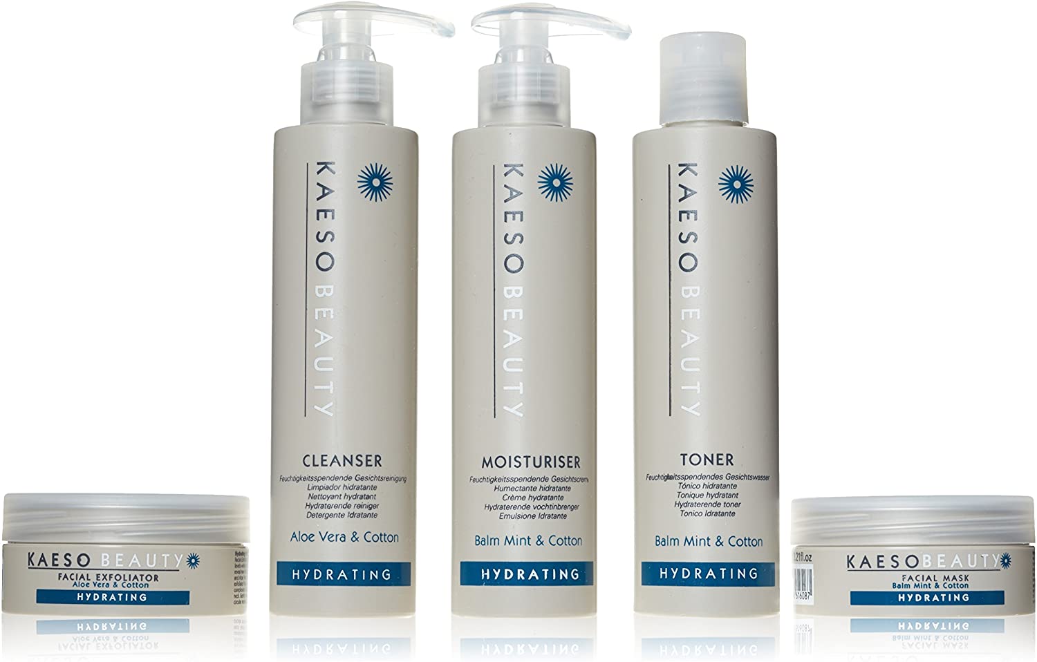Kaeso Hydrating Facial Collection Kit, Complete Skincare Set including Cleanser, Toner, Exfoliator, Mask & Moisturiser